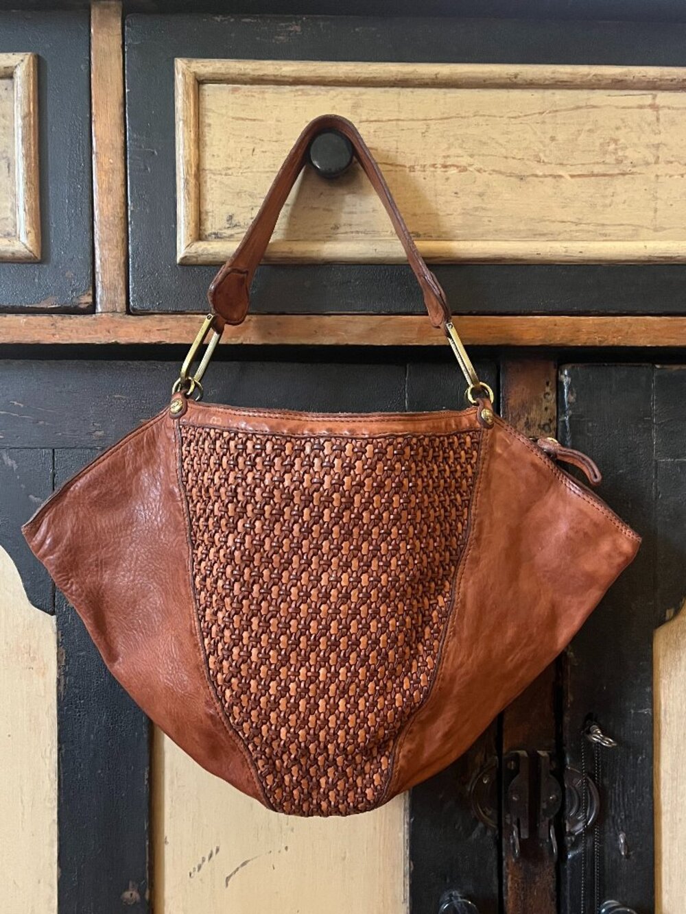 Rare Campomaggi Teodorano Leather Woven Shoulder Bag | Made in Italy | Handcraft
